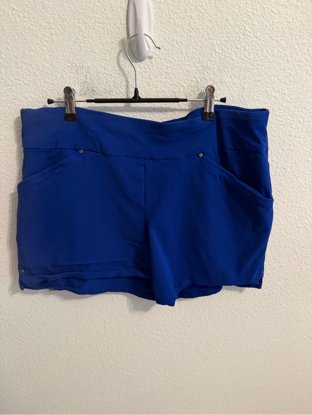 High Waist Royal Blue Women's Shorts with Front Pockets